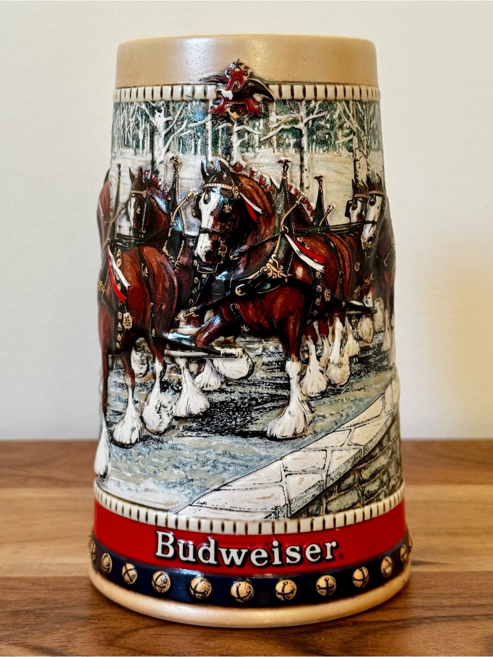 Vintage 1988 Budweiser Holiday Collector’s Series Stein, Clydesdale Scene